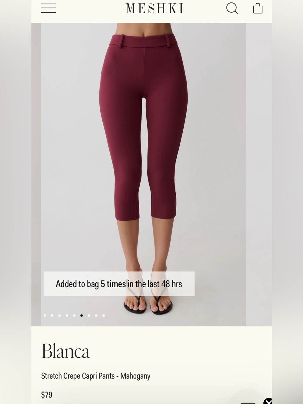 Meshki Wine Red Cropped Ankle Pants